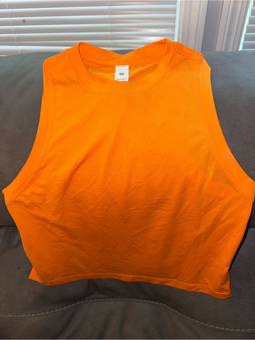 Lululemon High Neck Cropped Tank Top Orange Women’s Size 2 Athletic Workout